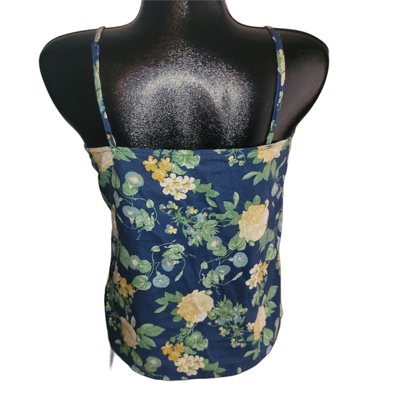 Old Navy Linen Blend Blue Floral Print Ruffled Cami Top M - Picture 6 of 7